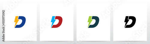 Lightning Thunder Letter Logo Design D