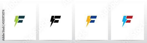 Lightning Thunder Letter Logo Design F