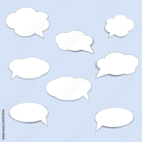 Template for messages frames with shadow in comic cloud style in vector