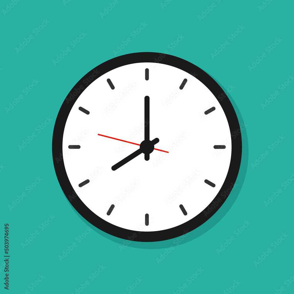 Flat clock icon. Time icon. Vector illusrtation Flat clock icon. Time icon. Vector illusrtation