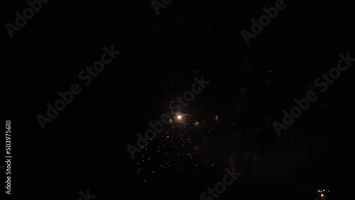 a big salute of bright colors in the dark sky. 4k format