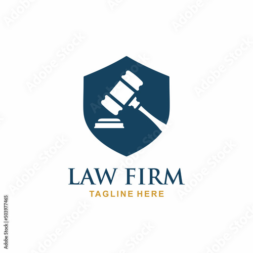 Law firm logo design vector. Gavel logo 