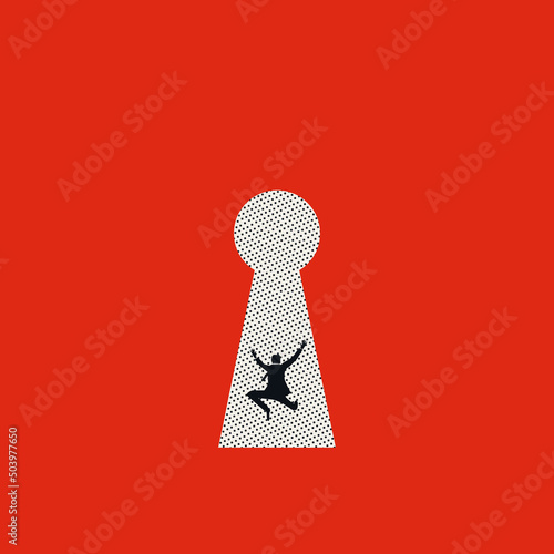 Business success and solution vector concept. Symbol of achievement, overcome challenge. Minimal illustration.