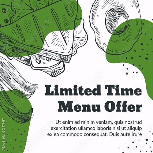 Limited time menu offer, restaurant or cafe shop