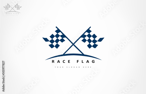 Race Finish Flag logo vector. Car rally design.