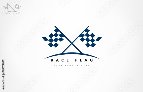 Race Finish Flag logo vector. Car rally design.