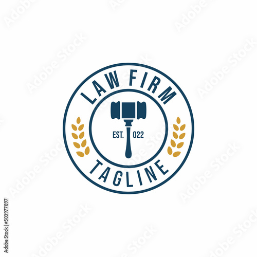 Law firm logo design vector. Gavel logo 