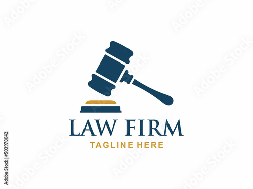 Law firm logo design vector. Gavel logo 