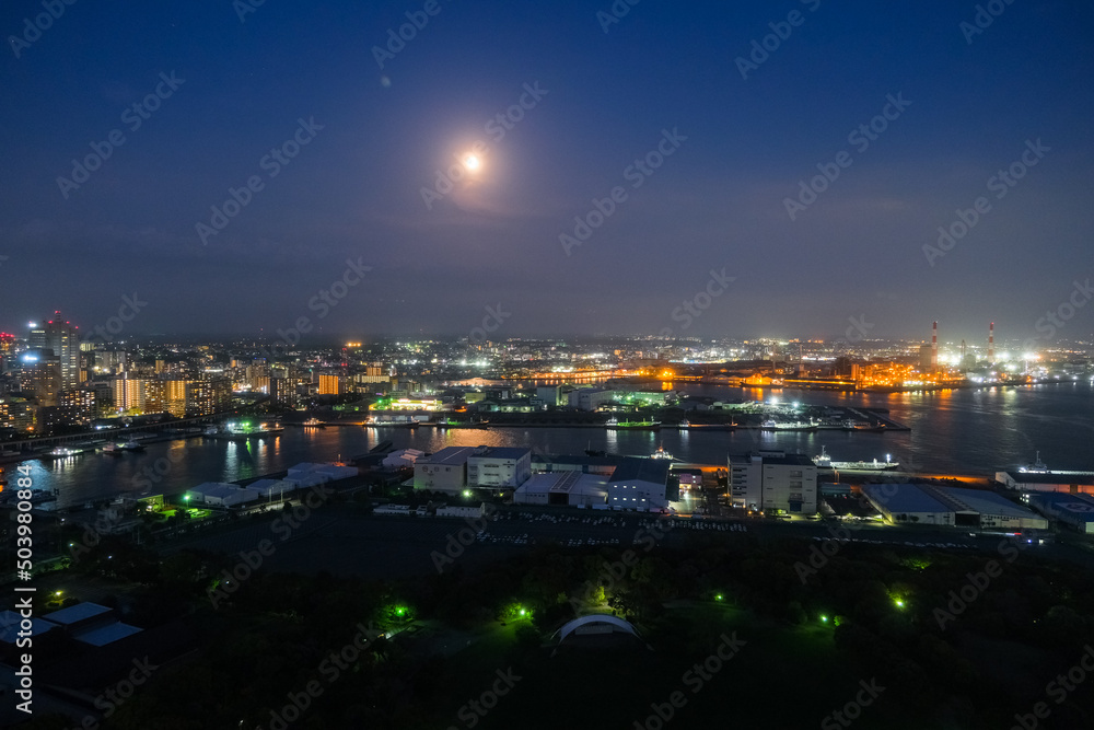 千葉市 千葉ポートタワーから見る千葉の街並みと工業地帯 夜景