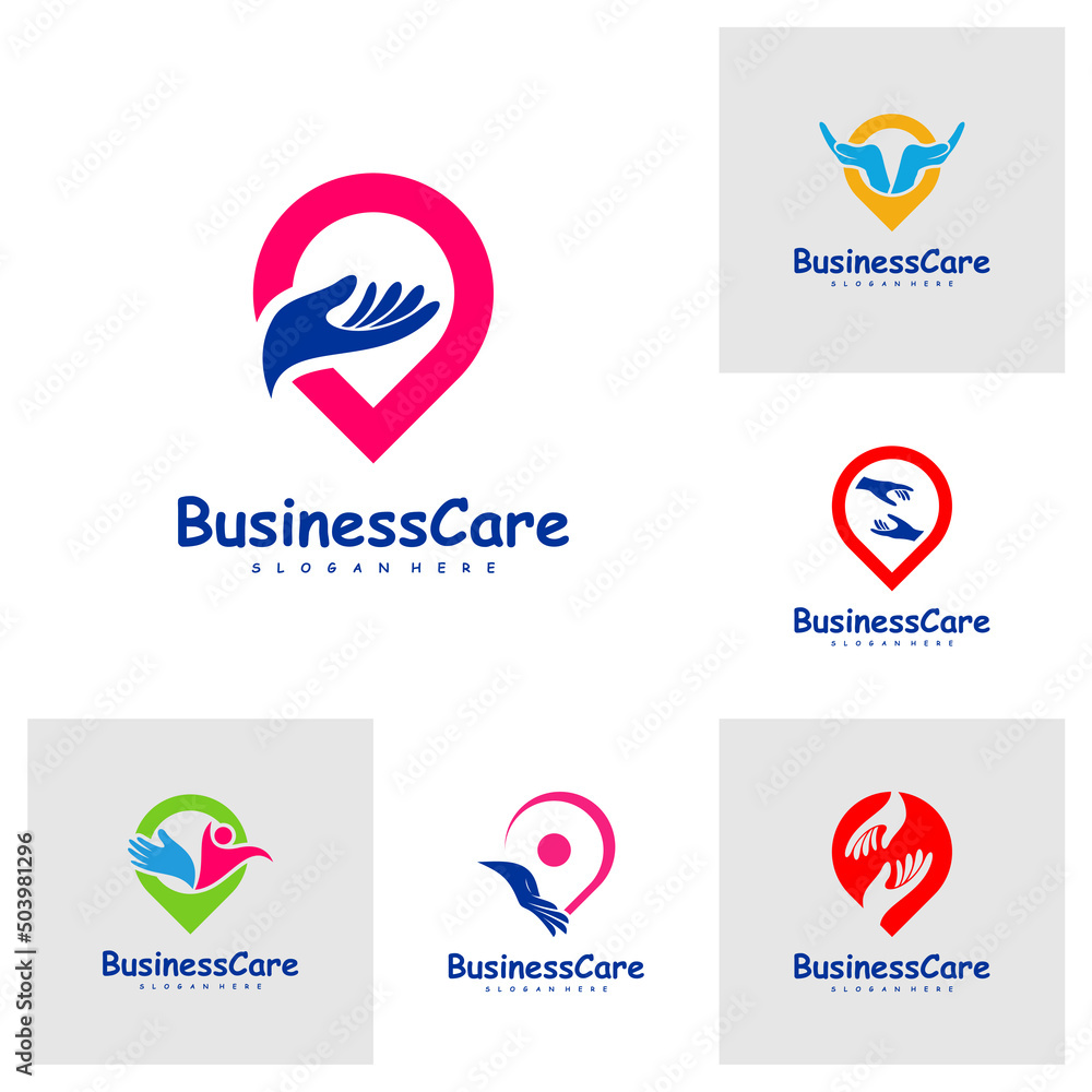 Set of Point Care logo design vector. Icon Symbol. Template Illustration