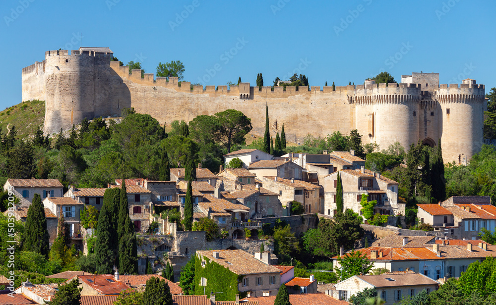 Avignon. The ancient wall of the abbey of St. Andrew. - obrazy, fototapety, plakaty 