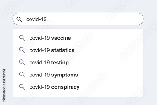 Covid-19 topic search suggestions