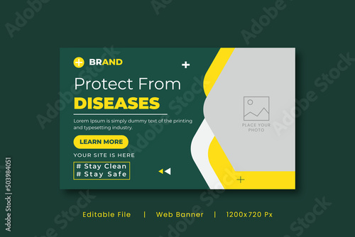 Professional medical healthcare service social media post template design. Clinic or hospital digital marketing banner for web. Creative health business promotion banner for doctor, dentist.