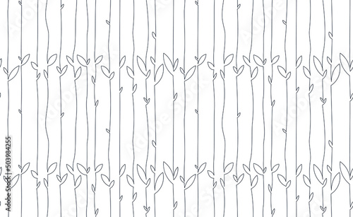 Obraz na plátne Vector seamless pattern leaves and stems of bamboo, creepers