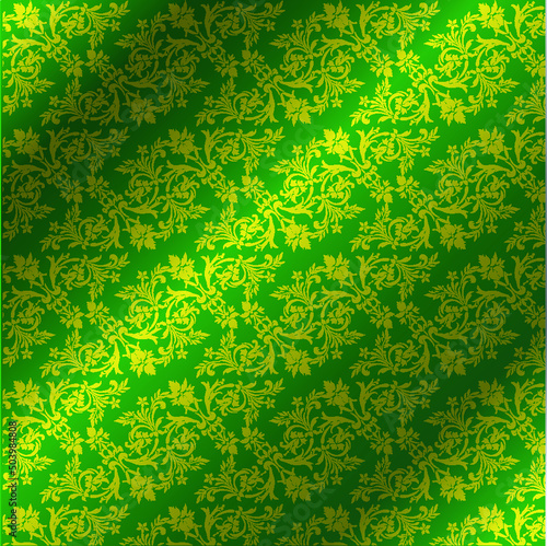 Royal vector textile on green background, luxury green royal wallpaper, layout design, poster template, background, art