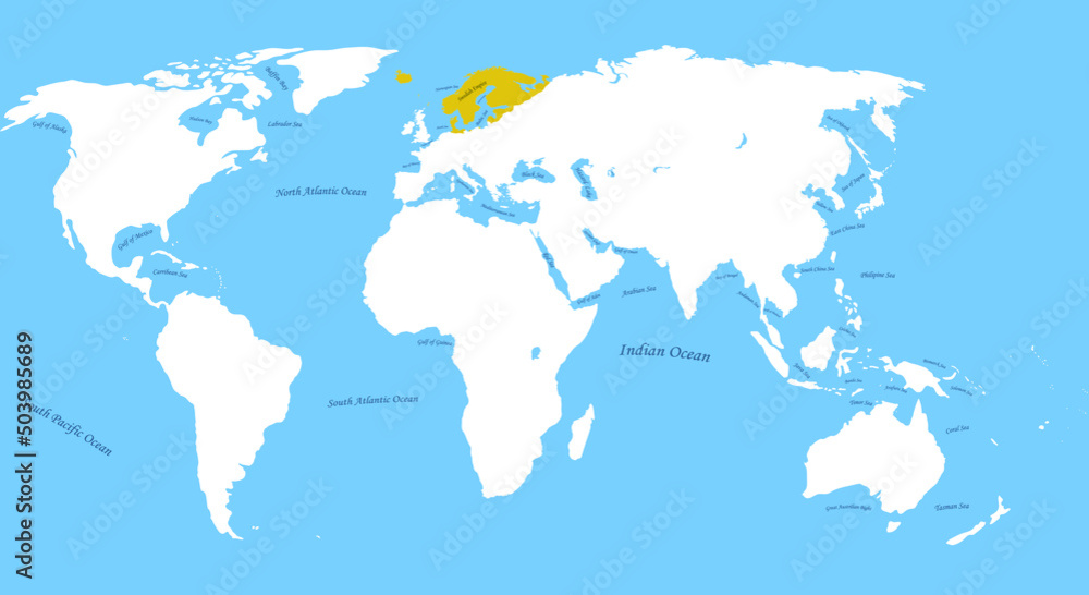 Map of Swedish Empire The Largest Borders with all ocean and sea names