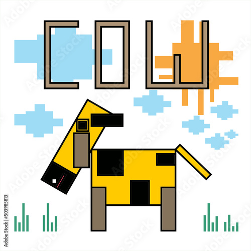 illustration of a cute cow made of cardboard boxes