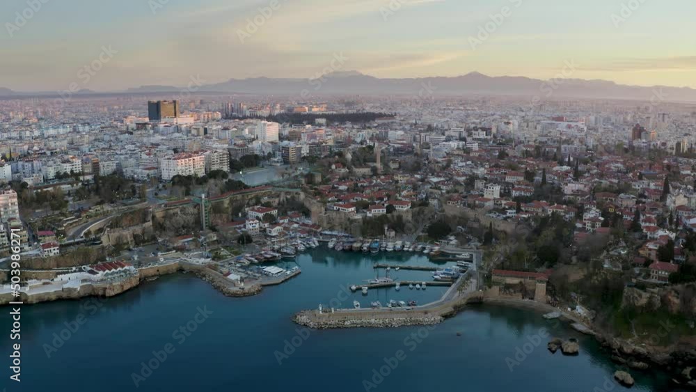 Panoramic sunrise view of Antalya, Turkey. Panoramic sunrise view of Antalya, Turkey.