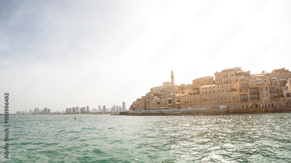 Jaffa old city and sea port. Panoramic view. High quality photo
