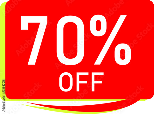 Sale tag 70 % off, banner design template, red color, vector illustration