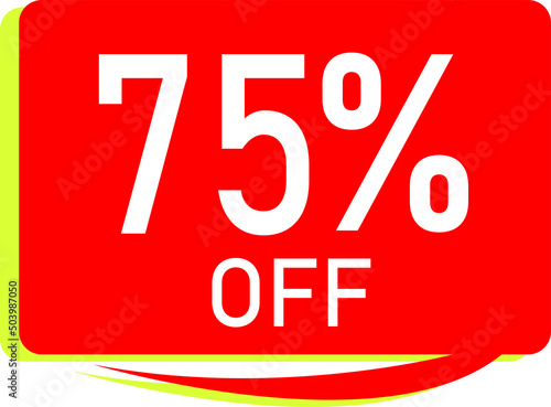 Sale tag 75 % off, banner design template, red color, vector illustration