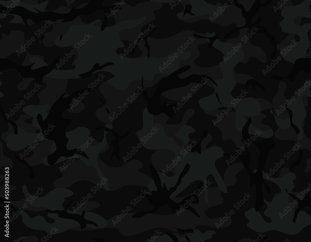 Vecteur Stock Seamless black camo pattern, night vector background, urban  texture. Disguise. | Adobe Stock