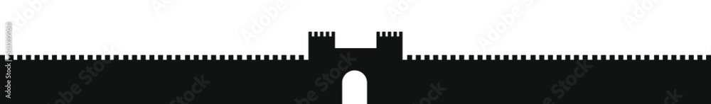 Castle silhouette vector. Wide silhouette of a castle