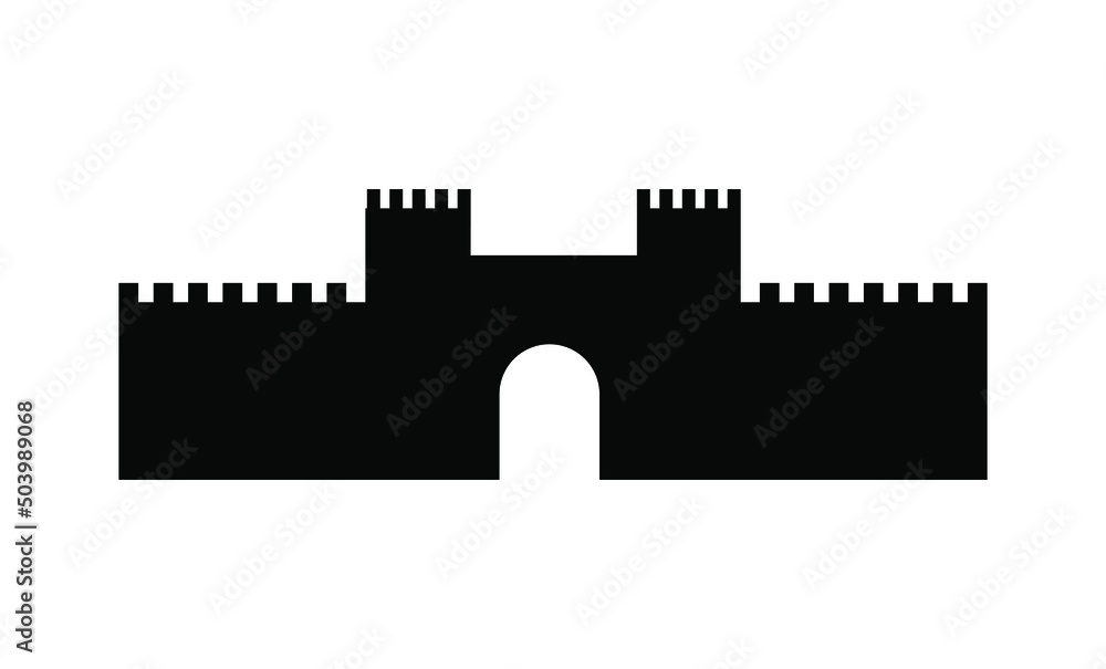 silhouette of a castle on white. Castle silhouette vector