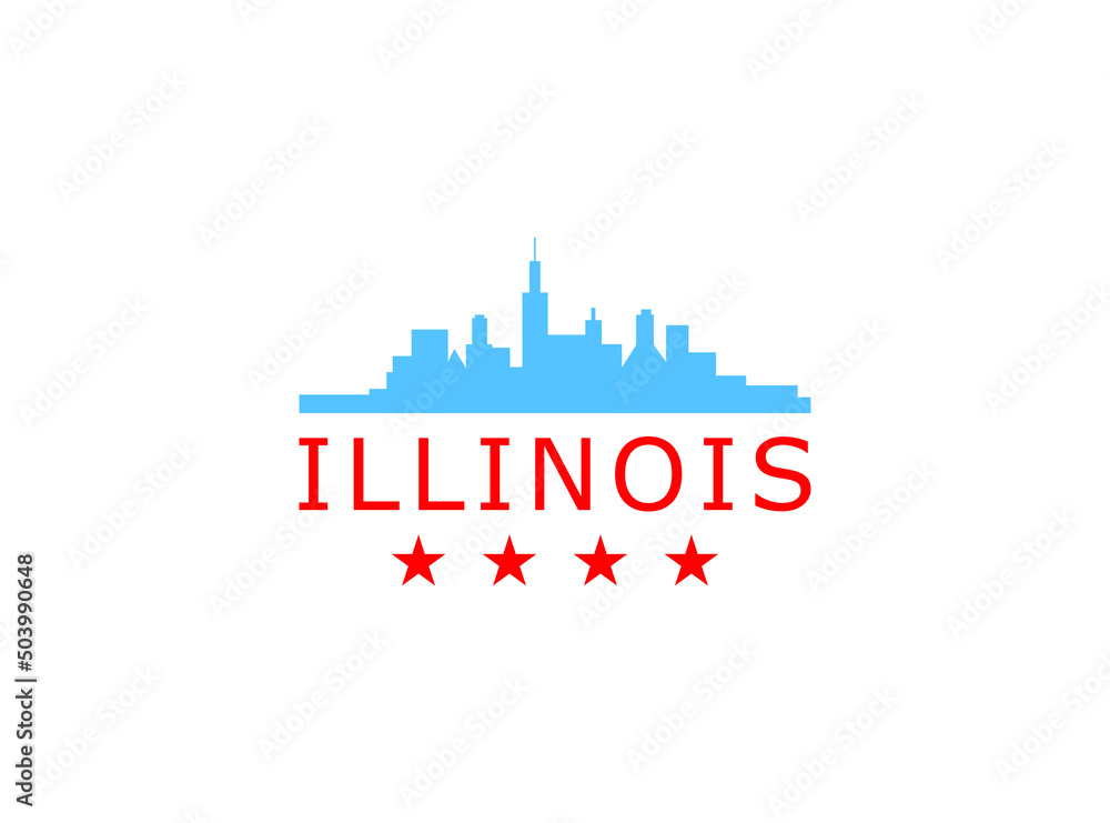 Illinois logo  design, Illinois logo city icon, Illinois map, Illinois city logo