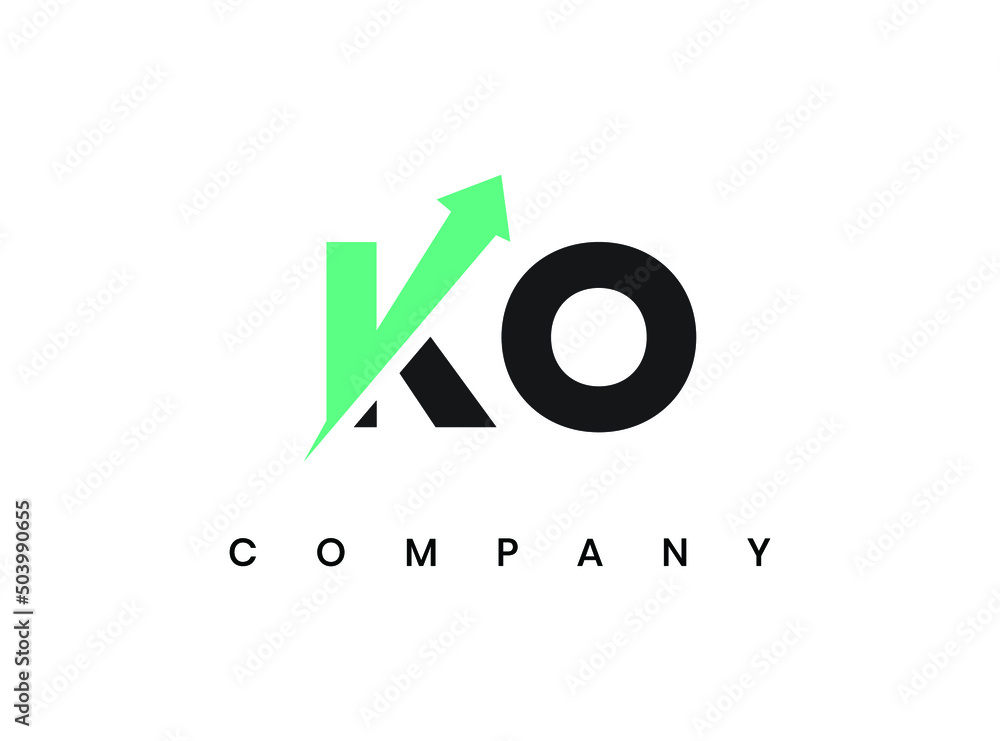 ko marketing logo design, ko letter logo, ko grow logo, k grow logo, ok logo design, business grow logo design - obrazy, fototapety, plakaty 