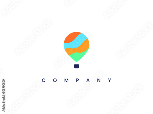 colorful balloon and parachute logo, colorful balloon logo, colorful parachute logo, Simple secure parachute concept logo icon vector design