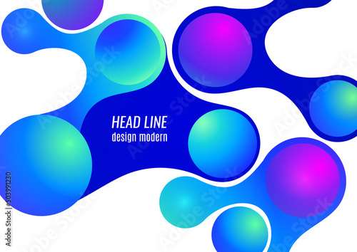 Colored gradient bubbles and rounded geometric shapes, fluid on white. Geometric minimal abstract background for wallpaper, banner, background, landing page. Vector