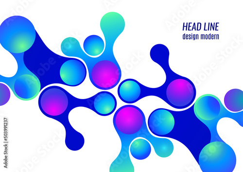Colored gradient bubbles and rounded geometric shapes, fluid on white. Geometric minimal abstract background for wallpaper, banner, background, landing page. Vector