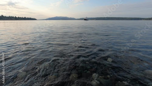 Pacific Ocean shoreline at sunset, Campbell River