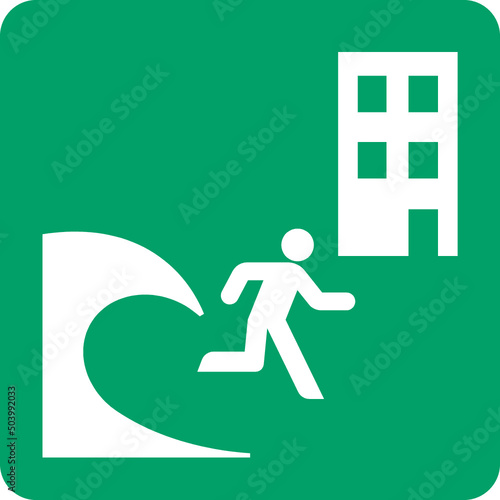 ISO 7010 E063 Tsunami evacuation building