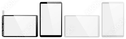 Collection of tablet computers, isolated on white background