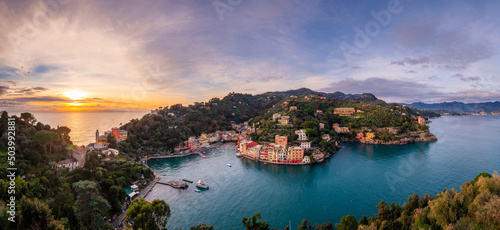 Obraz na plátně Portofino, Italy fishing village and commune in the Metropolitan City of Genova