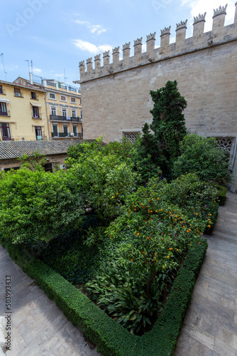 The garden of the Lonja de la Seda Silk Exchange in Valencia