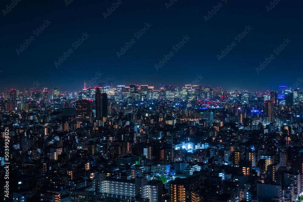 Naklejka premium 東京都墨田区 東京ソラマチスカイツリービューからの夜景、丸の内方面