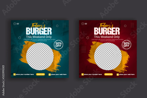 Food social media post template design. Suitable for Social Media Post Restaurant and culinary Promotion.