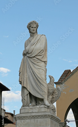 Statue of DANTE ALIGHIERI famous italian poet in Florence photo
