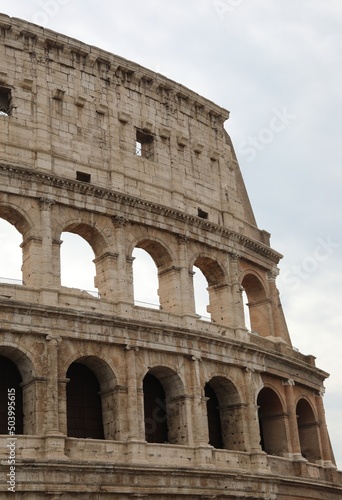 Rome Roman amphitheater called Colosseum or COLOSSEO in Italian language