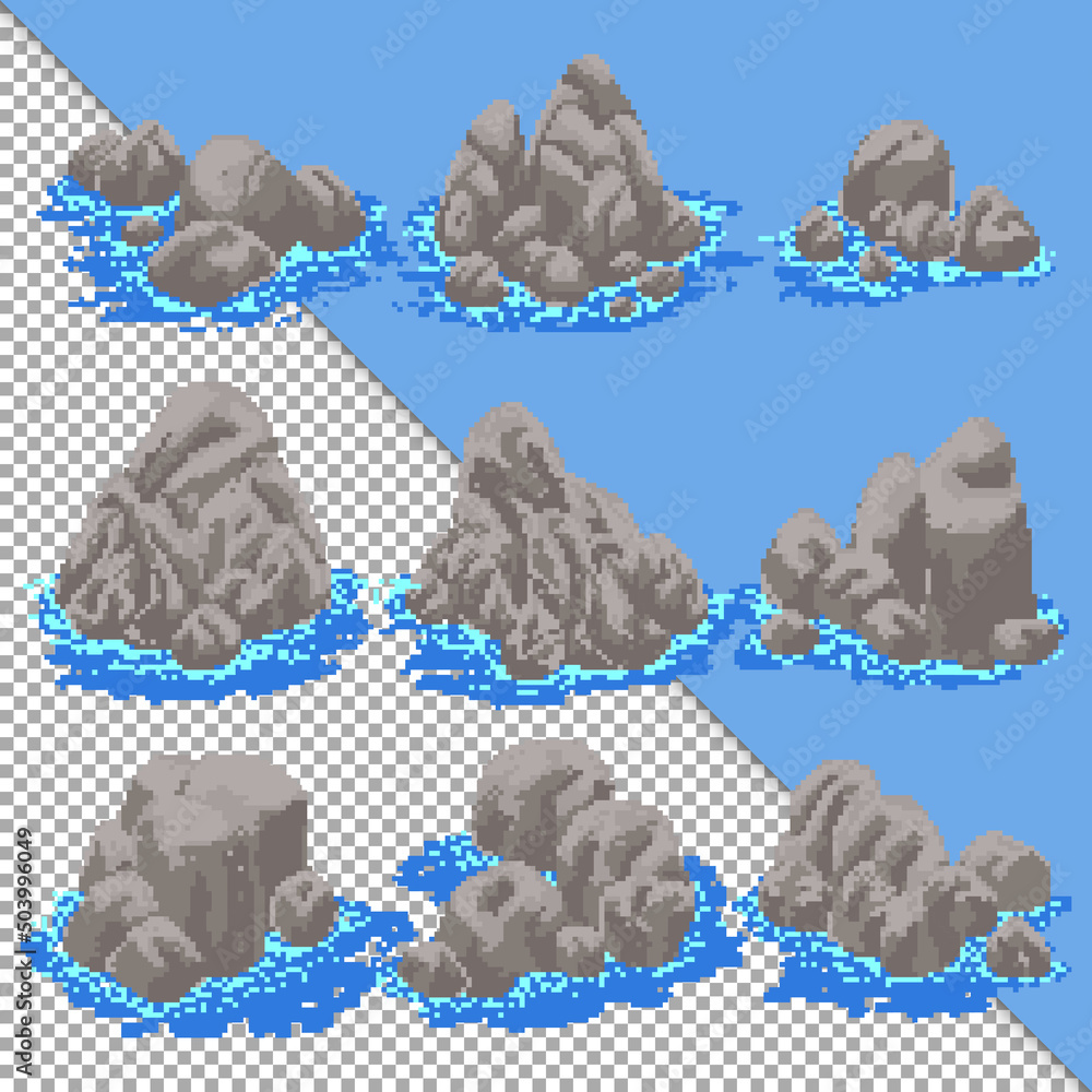 Pixel Rectangle Rocks Free vector pixel art rocks game assets decoration Stock Vector | Adobe ...