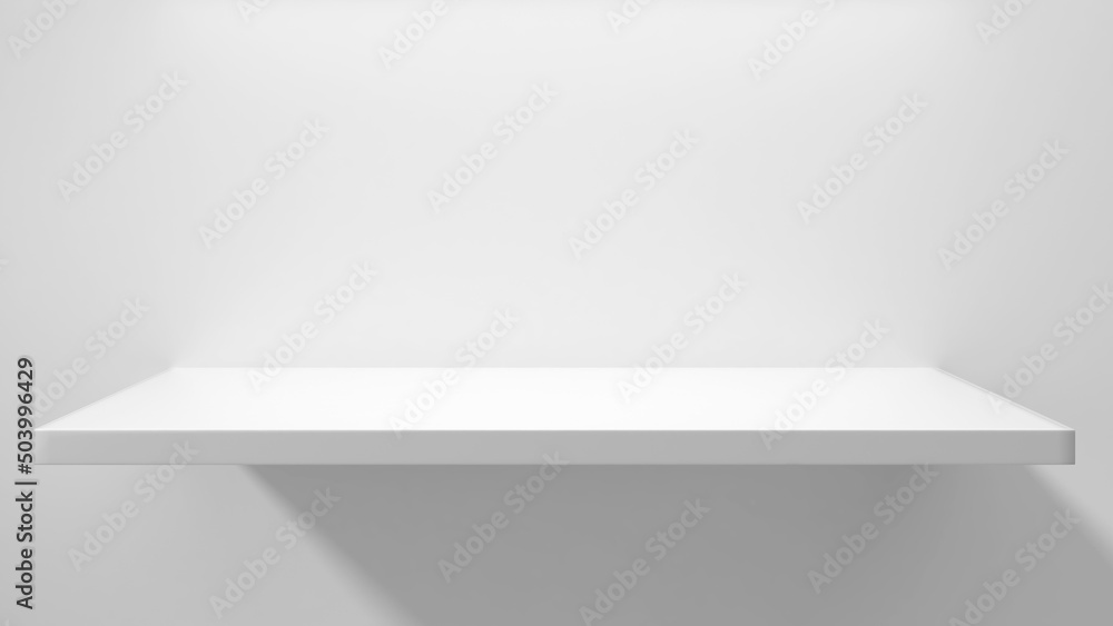white mockup shelf on a white background with shining light,3d rendering white mockup shelf on a white background with shining light,3d rendering
