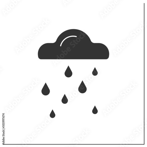 Heavy rain glyph icon. Weather forecast. Cloud with raindrops. Rainfall.Weather concept. Filled flat sign. Isolated silhouette vector illustration