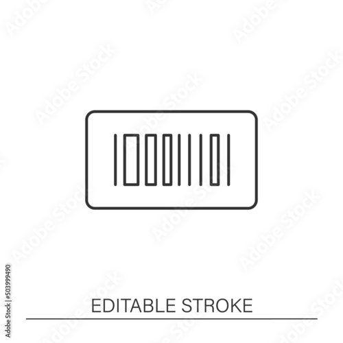  Barcode line icon. Batch code. Inventory numerating. Tracking.Logistics service. Inventory tracking concept. Isolated vector illustration. Editable stroke