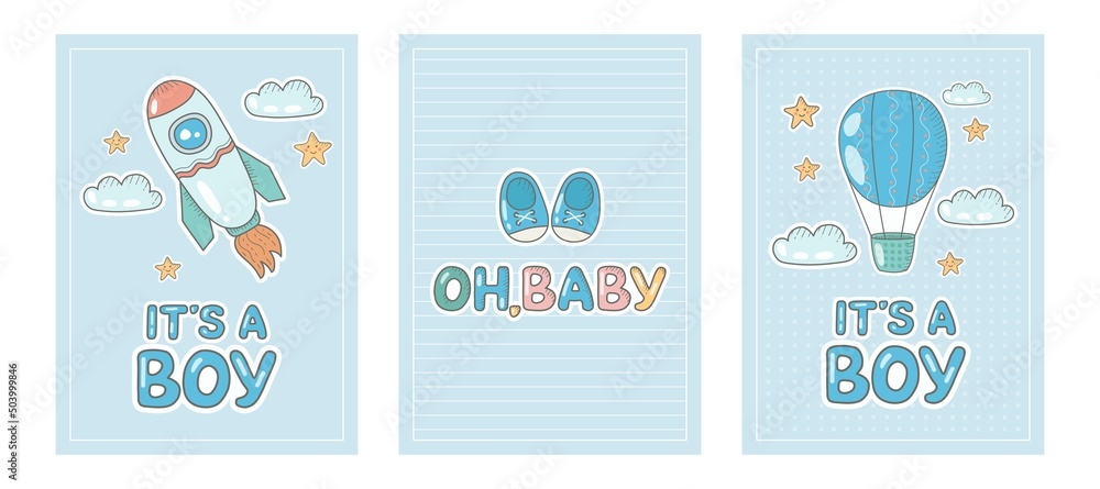 Baby shower cards set. Vector illustration. Invitation Baby shower cards set. Vector illustration. Invitation