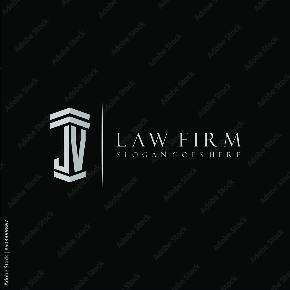 JV initial monogram logo lawfirm with pillar design Stock Vector ...