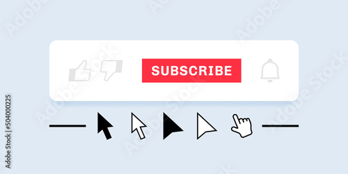 Social media subscribe panel with thumb up or down and bell button. Subscribe to channel and like. Vector illustration