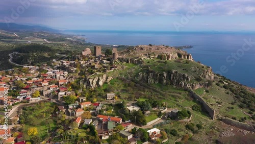 The ruins of the temple of Athena in the ancient city of Assos. Behramkale Canakkale, Turkey. The city where Aristotle falls.